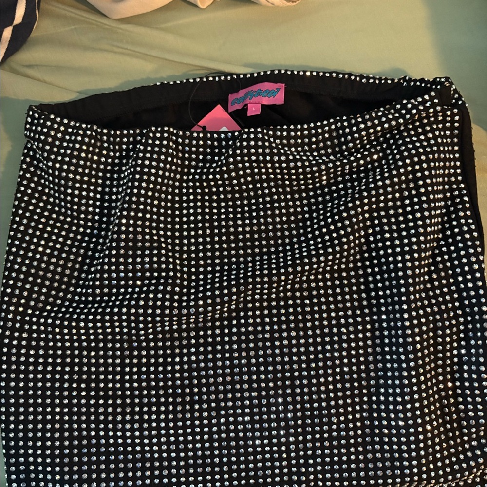 Edikted Black Mini Skirt with Silver Studs